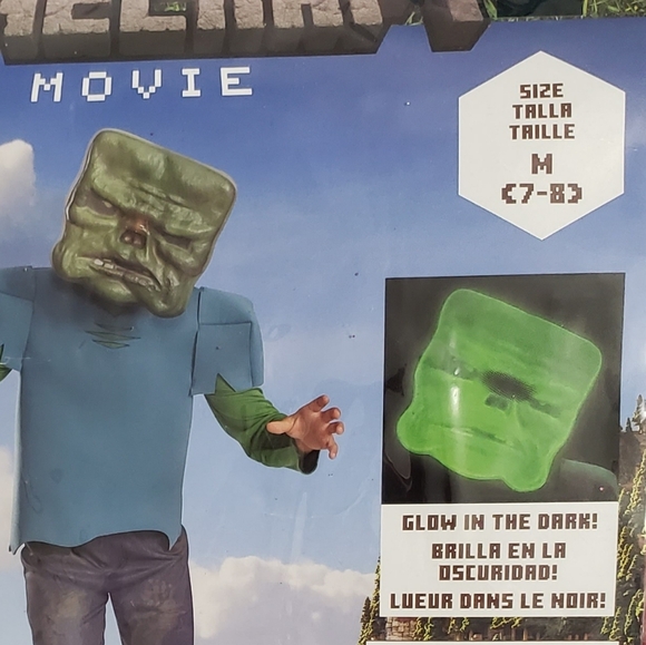 Minecraft's ZOMBIE Costume 7-8 Brand New In Package By deguise Mask And Shirt - Picture 2 of 3